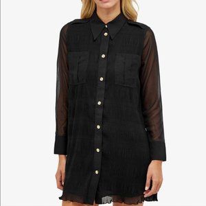 GANNI Pleated Georgette Shirt Dress - Size 36 - NWT